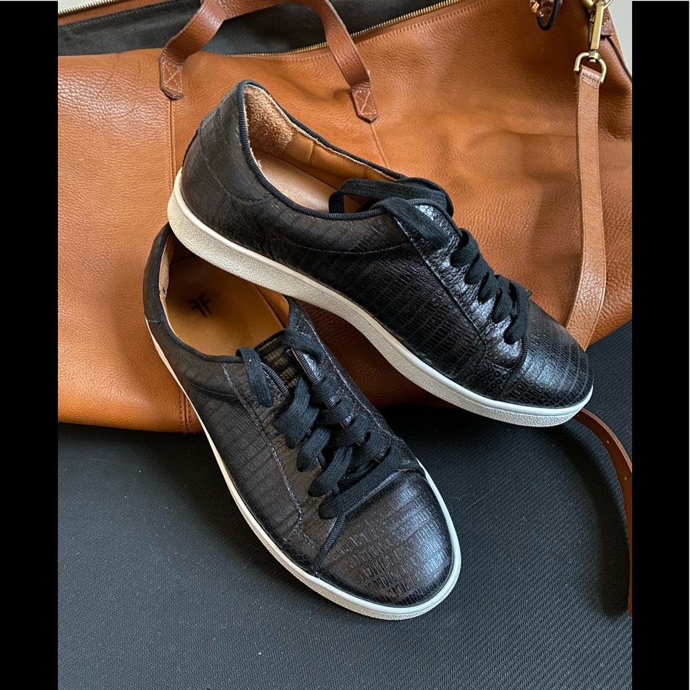 Frye Snakeskin Leather Skater Sneakers - Picture 3 of 7